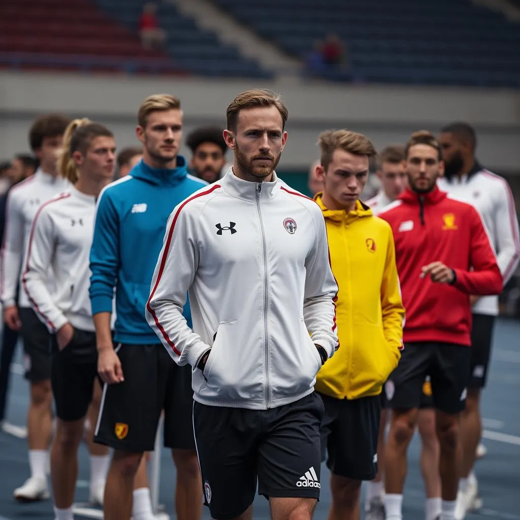 Sportovci v Belaitvw oblečení během závodu